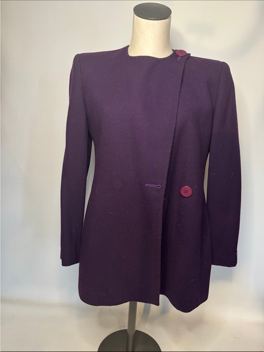 Vintage Jones New York Deep Purple Wool-Blend Long Jacket blazer business casual